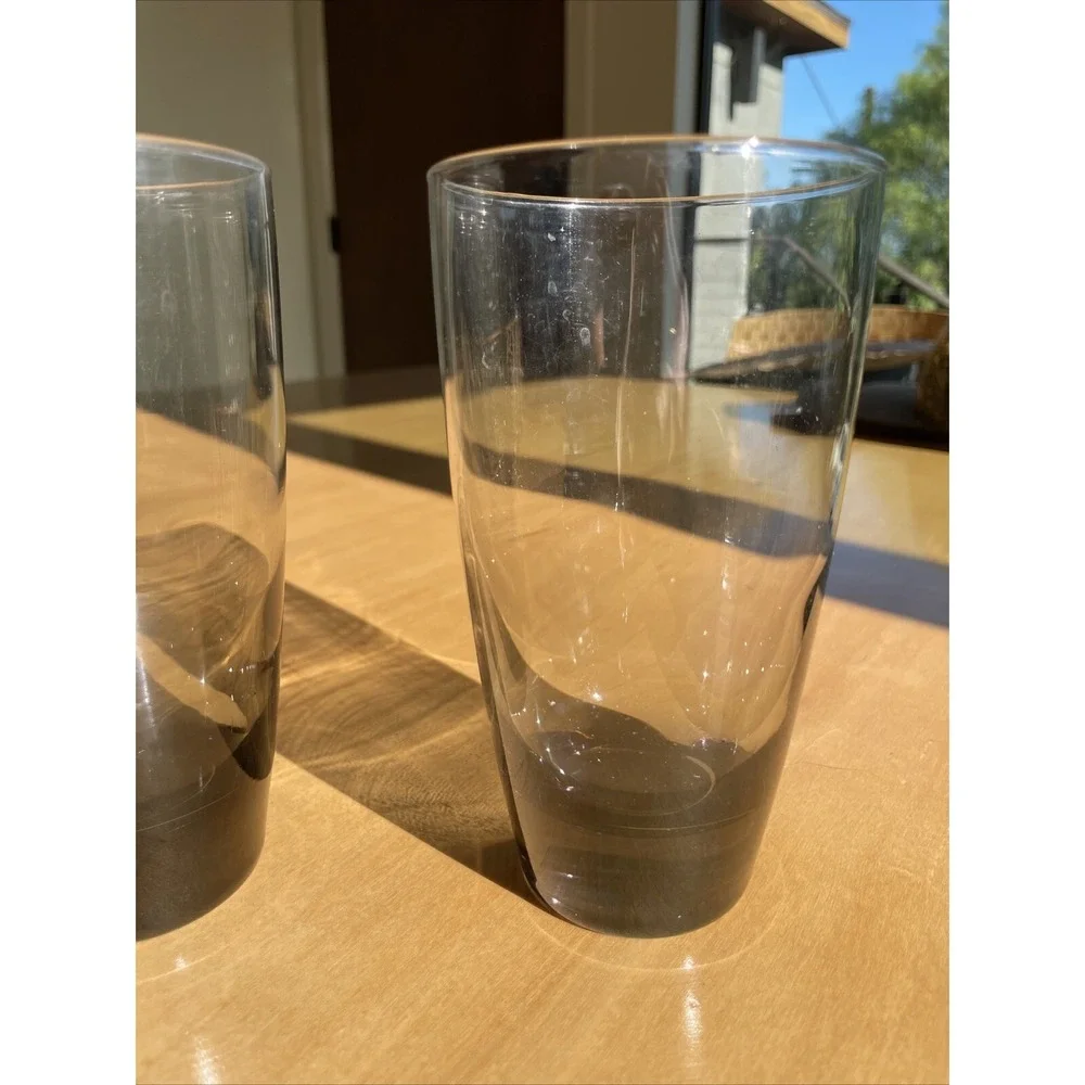 Libbey Vintage Glassware Smokey Set Of 2 Cursive 